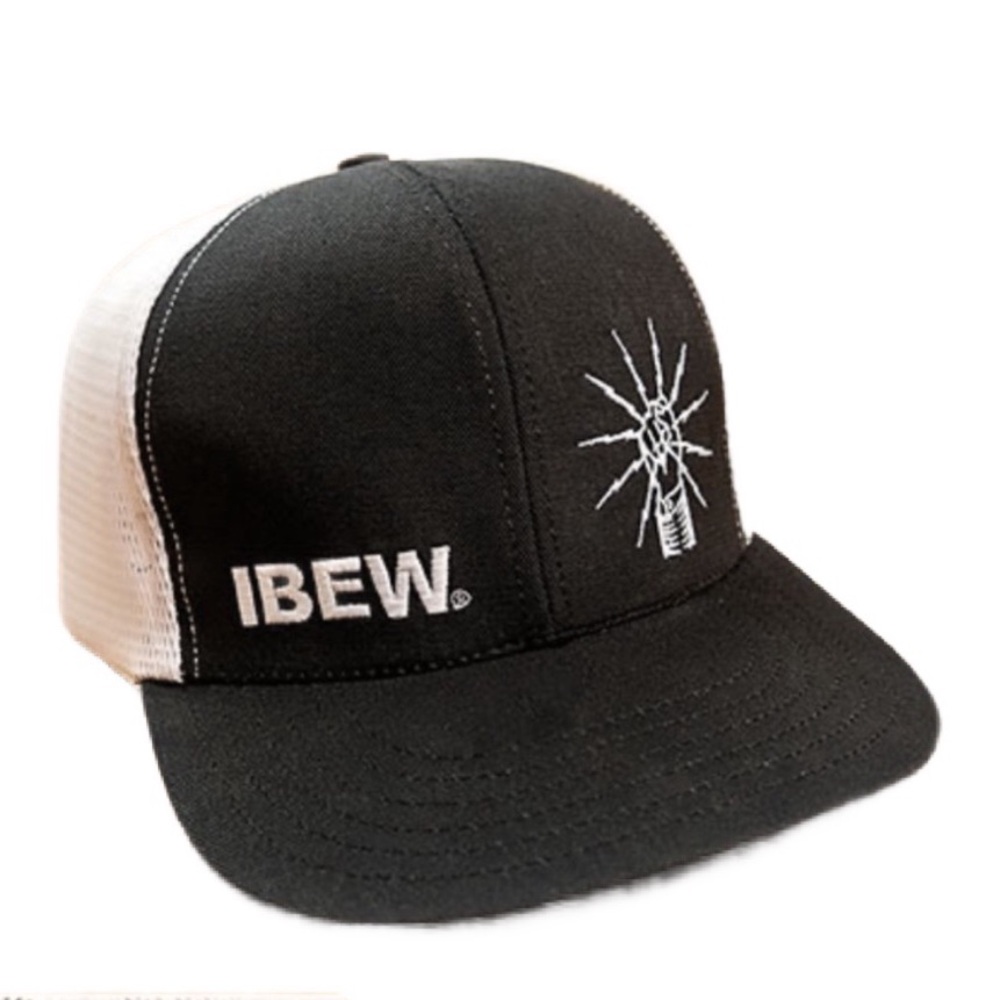 IBEW snap back flat bill trucker hat